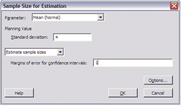 SampleSizeCalculationContinuous-Minitab-Estimation