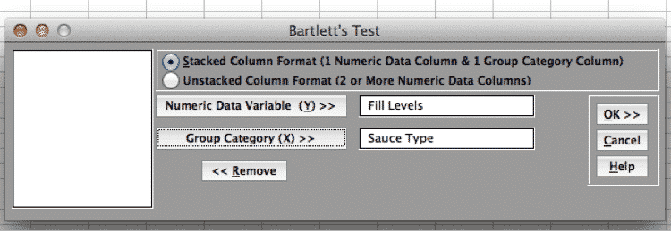 Bartlett'sTest-SigmaXL-Settings