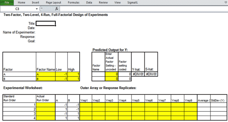DOE-SigmaXL-TwoFactorial-Worksheet
