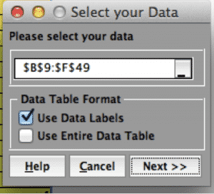 MSAContinuous-GageR&R-SigmaXL-SelectData