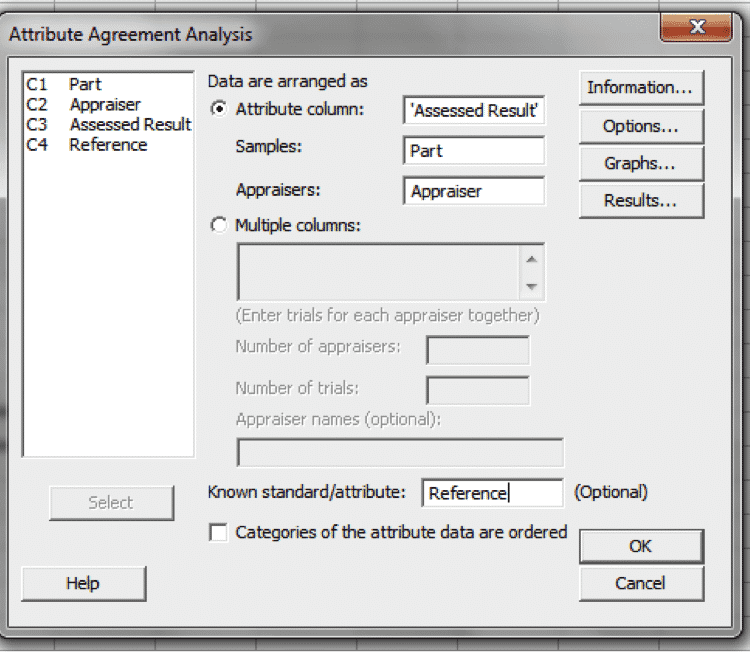 MSADiscrete-GageR&R-Minitab-Settings