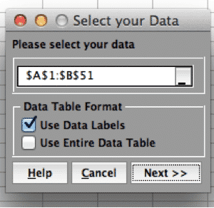 OneSampleSign-SigmaXL-SelectData