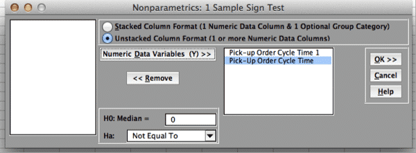 OneSampleSign-SigmaXL-Settings