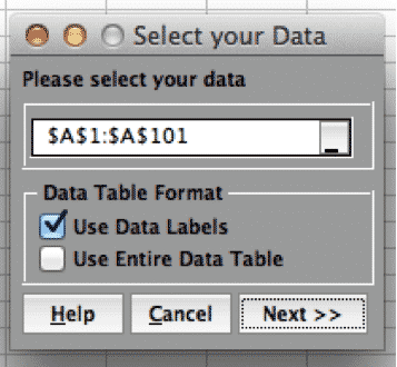 OneSampleT-SigmaXL-SelectData
